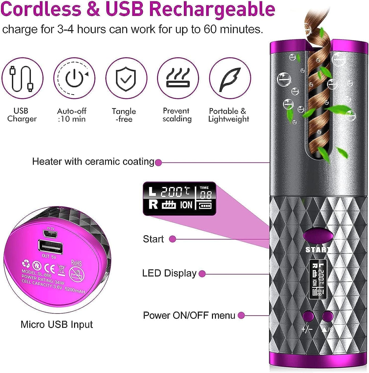 VNOOLA Portable automatic hair curler