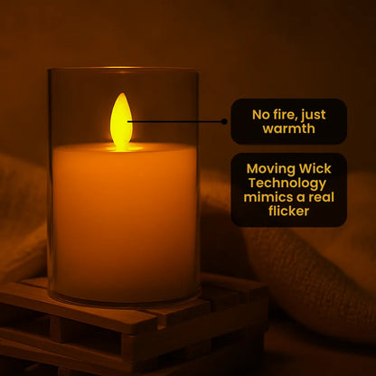 Electric Flameless LED Pillar Candles Pack of 3 - Moving Flame, 10 Key Remote & Timer Controlled