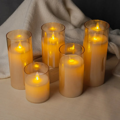 Electric Flameless LED Pillar Candles Pack of 3 - Moving Flame, 10 Key Remote & Timer Controlled