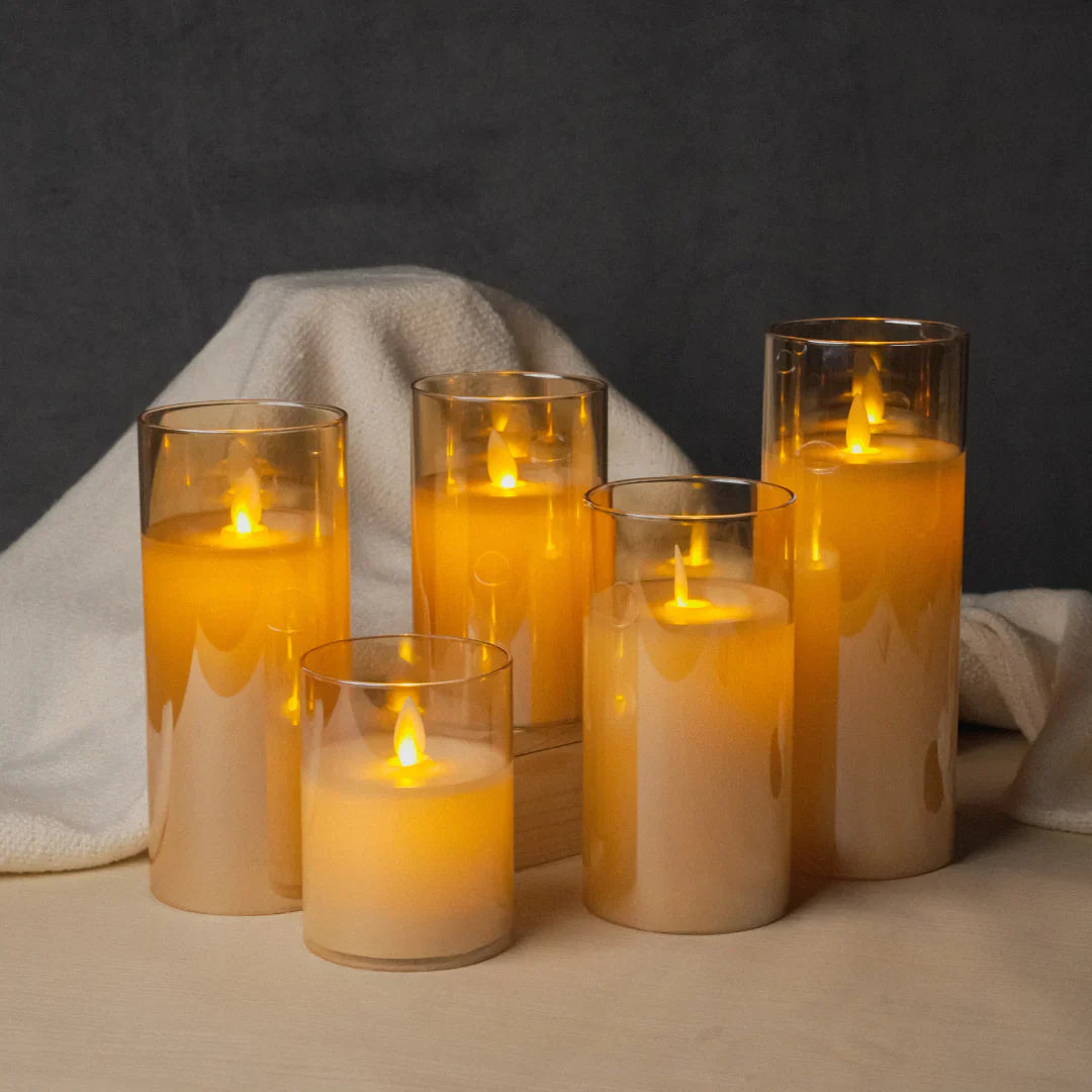 Electric Flameless LED Pillar Candles Pack of 3 - Moving Flame, 10 Key Remote & Timer Controlled